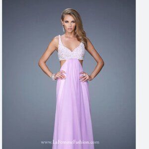 La Femme yellow beaded top Chiffon gown Size 4 style 20942